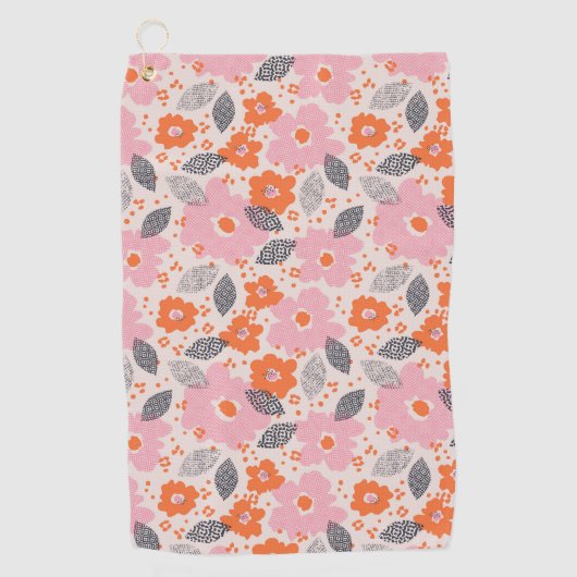 Cute Retro Floral Pattern Golfhanddoek (Voorkant)