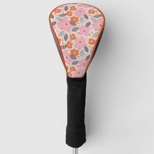 Cute Retro Floral Pattern Golfheadcover (Voorkant)