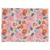 Cute Retro Floral Pattern Groot Cadeauzakje (Achterkant)