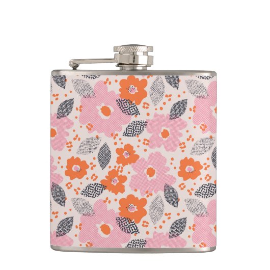 Cute Retro Floral Pattern Heupfles (Voorkant)