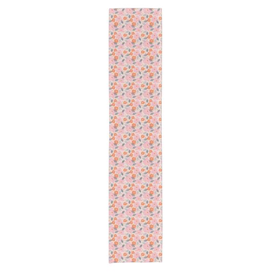 Cute Retro Floral Pattern Korte Tafelloper (Voorkant)