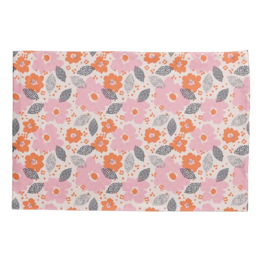Cute Retro Floral Pattern Kussensloop (Achterkant-Links)