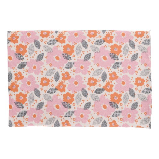 Cute Retro Floral Pattern Kussensloop (Voorkant-Links)