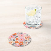Cute Retro Floral Pattern Ronde Kartonnen Onderzetter (Insitu)
