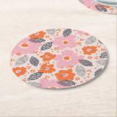 Cute Retro Floral Pattern Ronde Kartonnen Onderzetter (Gebogen)