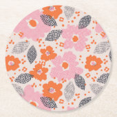 Cute Retro Floral Pattern Ronde Kartonnen Onderzetter (Voorkant)