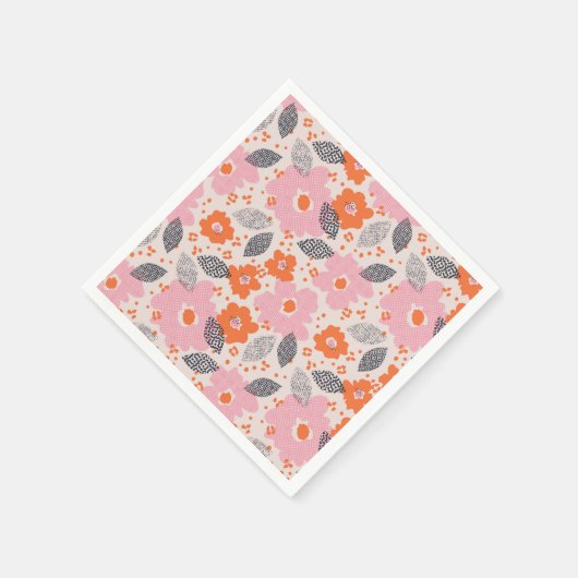 Cute Retro Floral Pattern Servet (Hoek)