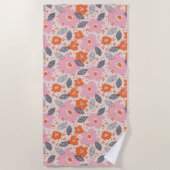 Cute Retro Floral Pattern Strandlaken (Voorkant)
