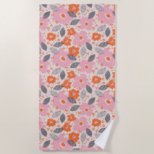 Cute Retro Floral Pattern Strandlaken (Voorkant)