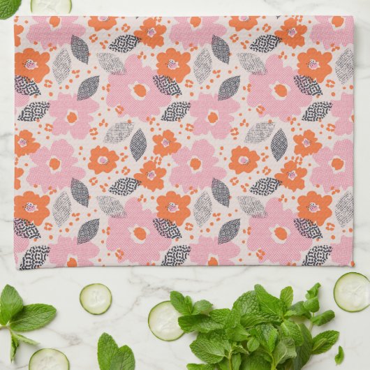 Cute Retro Floral Pattern Theedoek (Gevouwen)