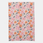 Cute Retro Floral Pattern Theedoek (Verticaal)