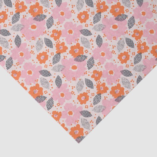 Cute Retro Floral Pattern Tissuepapier (Detail)