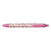 Cute Retro Floral Pattern Zwarte Inkt Pen (Achterkant)