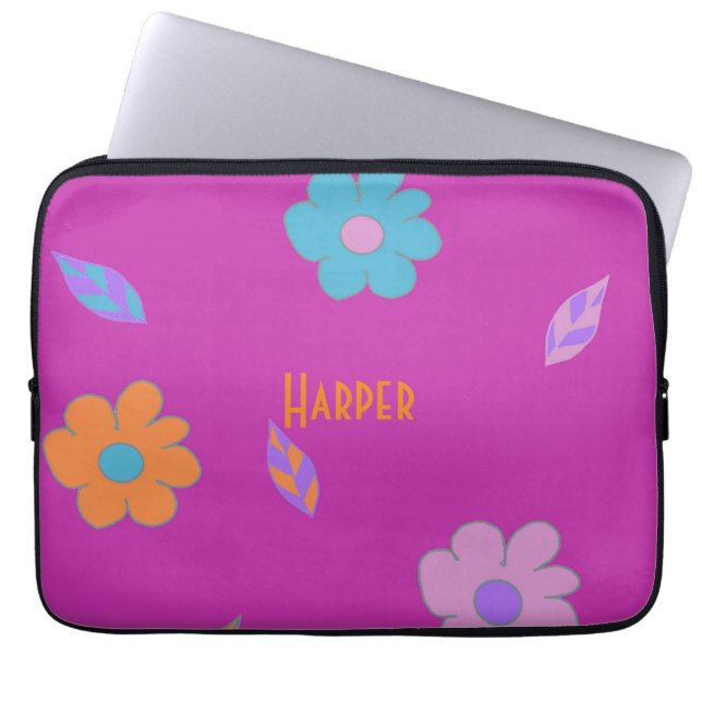 Cute Retro Flower Laptop Sleeve (Voorkant)