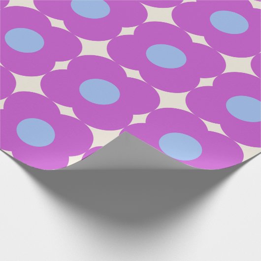 Cute Retro Flower Pattern Paars Mid Mod Cadeaupapier (Hoek)