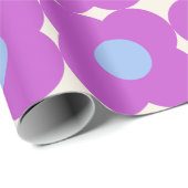 Cute Retro Flower Pattern Paars Mid Mod Cadeaupapier (Rol Hoek)