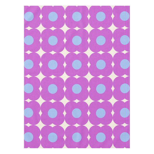 Cute Retro Flower Pattern Paars Mid Mod Tafelkleed (Voorkant)
