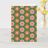 Cute Retro Flower roze Green Blank all Occasion Kaart (Gele Bloem)