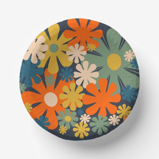 Cute Retro Flowers 60s 70s Vibe Papieren Kommen (Voorkant)