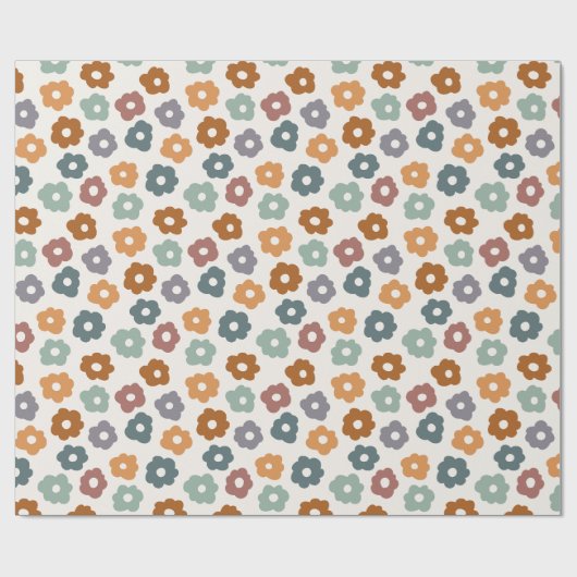 Cute Retro Flowers Cadeaupapier (Vlak)