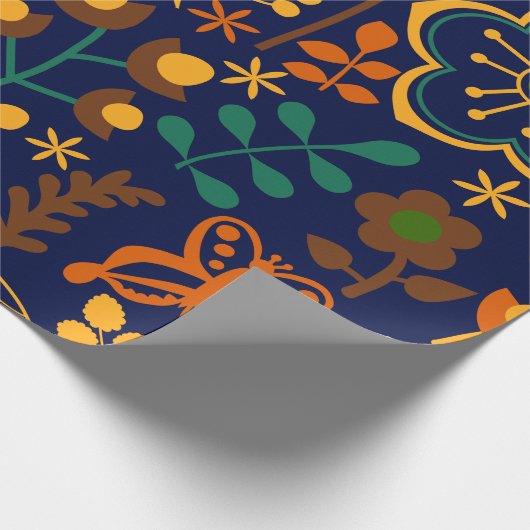 Cute Retro Flowers Seamless Patter Cadeaupapier (Hoek)