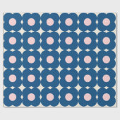 Cute Retro Geometric Flowers Pattern Blue en Roze Cadeaupapier (Vlak)