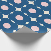 Cute Retro Geometric Flowers Pattern Blue en Roze Cadeaupapier (Hoek)
