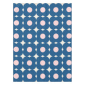 Cute Retro Geometric Flowers Pattern Blue en Roze Tafelkleed (Voorkant)