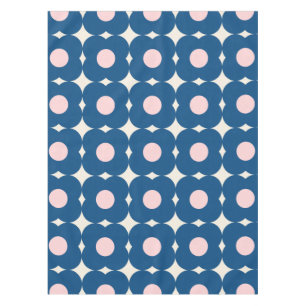 Cute Retro Geometric Flowers Pattern Blue en Roze Tafelkleed