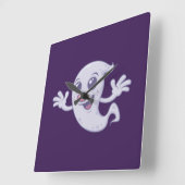Cute Retro Ghost Vierkante Klok (Hoek)
