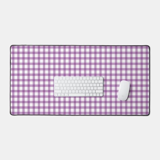 Cute Retro Gingham Plaid Purple Pattern Bureaumat (Keyboard & Muis)