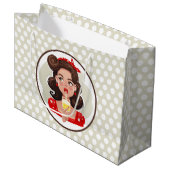 Cute Retro Girl Cocktail Gift Bag Groot Cadeauzakje (Voorkant Gekanteld)