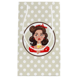 Cute Retro Girl Cocktail Gift Bag Klein Cadeauzakje