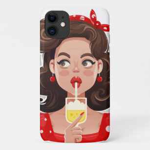 Cute Retro Girl Cocktail Phone Case