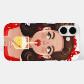 Cute Retro Girl Cocktail Phone Case (Achterkant (horizontaal))