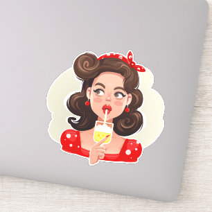 Cute Retro Girl Cocktail Vinyl Stickers