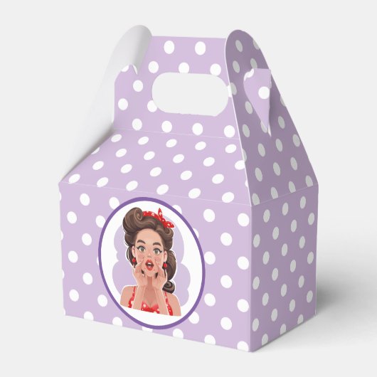Cute Retro Girl Favor Box Bedankdoosjes (Voorkant Zijde)