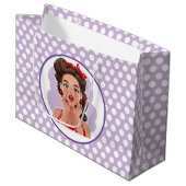 Cute Retro Girl Gift Bag Groot Cadeauzakje (Voorkant Gekanteld)