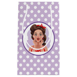 Cute Retro Girl Gift Bag Klein Cadeauzakje
