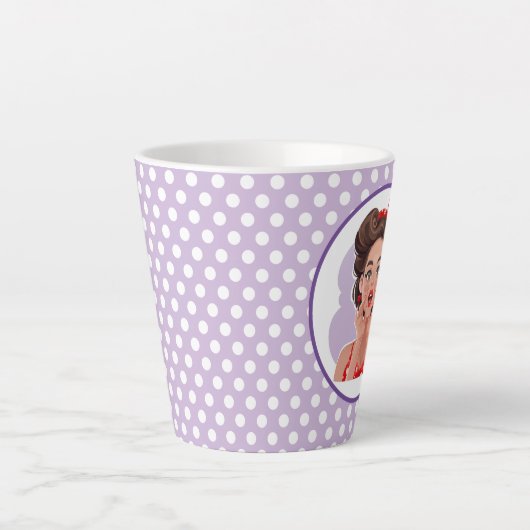 Cute Retro Girl Latte Mok (Voorkant)