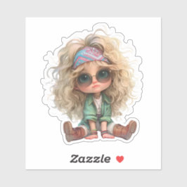 Cute Retro Girl Sticker