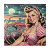 Cute Retro Girl Tegeltje (Voorkant)