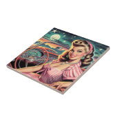 Cute Retro Girl Tegeltje (Zijkant)