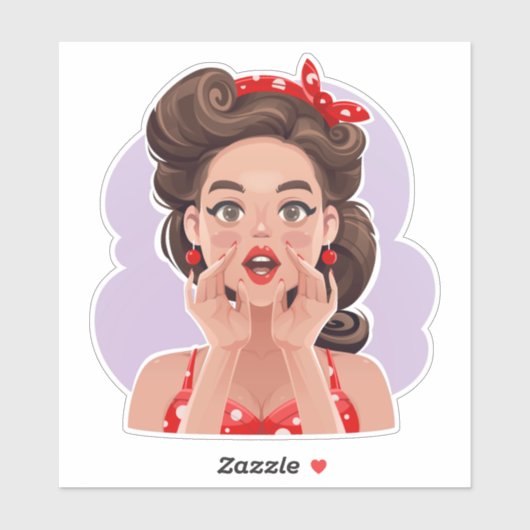 Cute Retro Girl Vinyl Stickers (Vel)