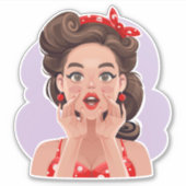 Cute Retro Girl Vinyl Stickers (Voorkant)