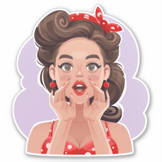 Cute Retro Girl Vinyl Stickers (Voorkant)