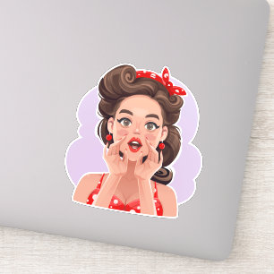 Cute Retro Girl Vinyl Stickers