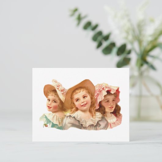 Cute  Retro Girls Briefkaart (Staand voorkant)