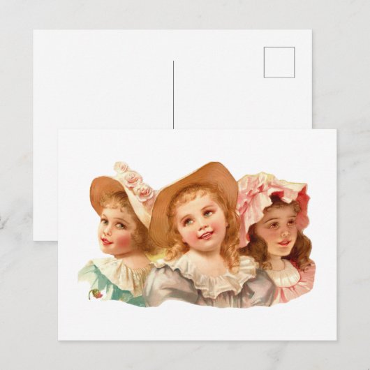 Cute  Retro Girls Briefkaart (Voorkant / Achterkant)