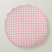 Cute retro girly pastel roze houndstooth patroon rond kussen (Achterkant)